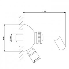 Nicolazzi Держатель душевой ручной лейки, с подводом воды 1/2", цвет: BRONZED PLATED