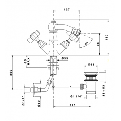 Nicolazzi Dames Anglaises Смеситель для биде с 2мя ручками, с донным клапаном, излив: 127мм, цвет: хром