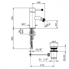Nicolazzi Arena Смеситель для биде на 1 отверстие, с донным клапаном, цвет: хром