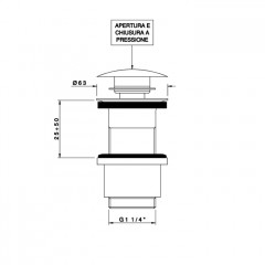 Nicolazzi Scarichi Донный клапан свободного слива 1"1/4,без перелива, цвет хром