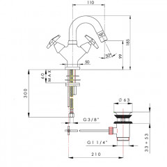 Nicolazzi Star Смеситель для биде ,с донным клапаном,цвет хром