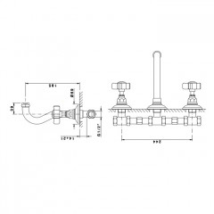 Nicolazzi Dames Anglaises Смеситель настенный для раковины с 2мя ручками, цвет: хром