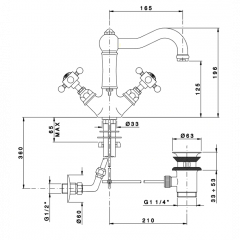Nicolazzi P.m. Blanc Смеситель для раковины на 1 отверстие, цвет: тёмная бронза