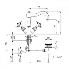 Nicolazzi Half Dome Crystal Смеситель для раковины с поворотным изливом на 1 отверствие, излив: 165 мм, цвет: хром