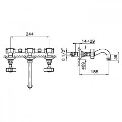 Nicolazzi Petit Mont Blanc Смеситель настенный для раковины с 2мя ручками, цвет: хром (НЕ производится!)