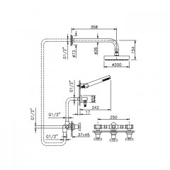 Nicolazzi Mac Kinley 05 Душевая система, встраиваемая, с двухвентильным смесителем, перекл, верх душ 200 мм., душ компл и подводом воды, цвет хром
