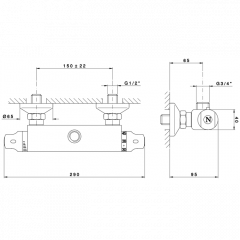 Nicolazzi Termostatico Смеситель термостатический для душевой стойки, цвет: хром