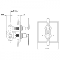 Nicolazzi Termostatico Внешняя часть встраиваемого смесителя, 3/4" с запорным вентилем, цвет: хром