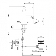 Nicolazzi Torre Смеситель для раковины, на 1 отв, излив: 100 мм, цвет: хром