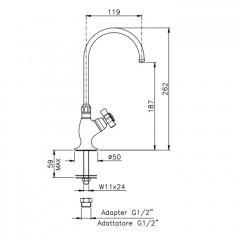 NICOLAZZI EL CAPITAN MINI Излив с запорным вентилем для питьевой воды, цвет Gold Brass