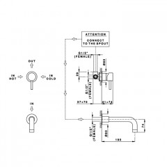 Nicolazzi Olympus Смеситель для раковины на 2 отверстия, встраиваемый, излив: 190мм, внешняя часть, цвет: хром (Акция на товар из наличия)