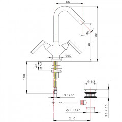 Nicolazzi Flag Смеситель для раковины , с донным клапаном , цвет хром