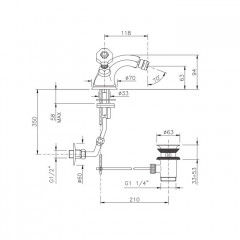 Nicolazzi Teide Chic Смеситель для биде с 2мя ручками Malachite, с донным клапаном, излив: 118мм, цвет: золото