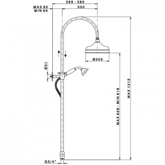 Nicolazzi Doccia Душевая стойка с верхним душем 20см, переключателем и ручным душем, цвет: золото