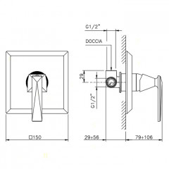 Nicolazzi Vincent Смеситель для душа на 1 отверстие, встраиваемый, внешняя часть цвет: ХРОМ