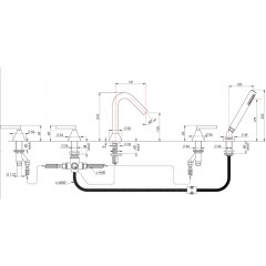 Nicolazzi Flag Смеситель на борт ванны на 5 отв, с ручной лейкой, цвет хром