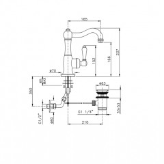 Nicolazzi El Capitan Смеситель для раковины однорычажный, с донным клапаном, цвет: бронза