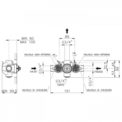 Nicolazzi Внутреняя часть для термостатического смесителя 3/4", без запорного вентиля