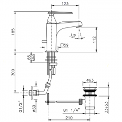 Nicolazzi Vincent Смеситель для раковины на 1 отверстие, с донным клапаном, цвет: хром