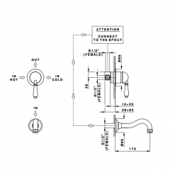 Nicolazzi El Capitan Cмеситель для умывальника однорычажный, встраиваемый, излив: 175мм, цвет: хром