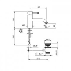 Nicolazzi Olympus Смеситель для раковины на 1 отверстие, с донным клапаном, излив: 160мм, цвет: хром (Акция на товар из наличия)