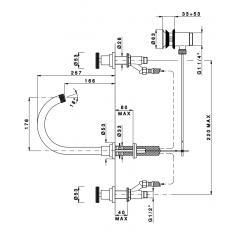 Nicolazzi Arena Смеситель для раковины с автоматическим сливом на 3 отверстия, излив: 176 мм, цвет: хром