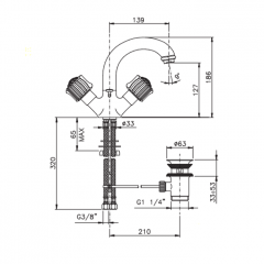 Nicolazzi Onice Смеситель для раковины с поворотным изливом, излив: 139 мм, цвет: хром