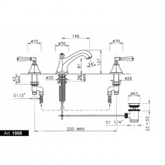 Nicolazzi Teide Смеситель для раковины с автоматическим изливом на 3 отверствия, ручки Crystal lever, цвет: хром