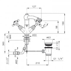 Nicolazzi Half Dome Crystal Смеситель для биде с поворотным изливом на 1 отверствие, излив: 127 мм, цвет: хром