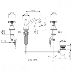 Nicolazzi Teide Смеситель для раковины с автоматическим изливом на 3 отверствия, цвет: хром