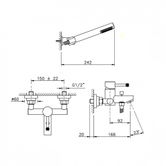 Nicolazzi Arena Смеситель для ванны на 2 отверстия, с душевой лейкой, цвет: хром
