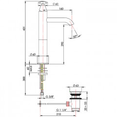 Nicolazzi Star Смеситель для раковины однорычажный,с донным клапаном, излив 160 мм, цвет хром