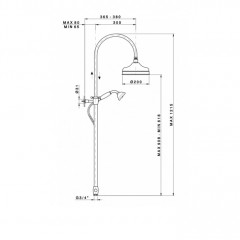 Nicolazzi Doccia Душевая стойка с верхним душем 20см, переключателем и ручным душем, Цвет: Gold