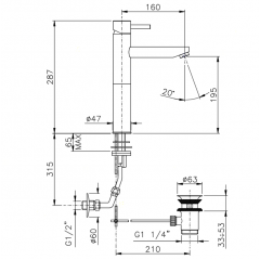 Nicolazzi Olympus Смеситель для раковины высокий однорычажный, с донным клапаном, цвет: хром (Акция на товар из наличия)