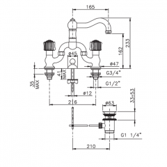 Nicolazzi Onice Смеситель для раковины на 2 отвертсвия с донным клапаном, цвет: хром