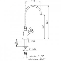 Nicolazzi Cucina Смеситель для раковины на 1 отверстие, цвет: никель полированный, ручка Mini P. M. Blanc