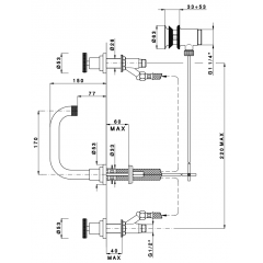 Nicolazzi Arena Смеситель для раковины с автоматическим сливом на 3 отверстия, излив: 170 мм, цвет: хром