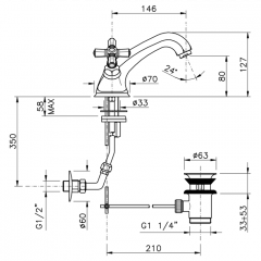 Nicolazzi Teide Foure Смеситель для раковины с донным клапаном, цвет: хром