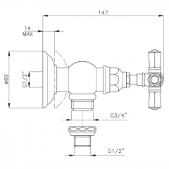 Nicolazzi Teide Foure Вентиль запорный для стиральной машины 3/4, цвет: хром
