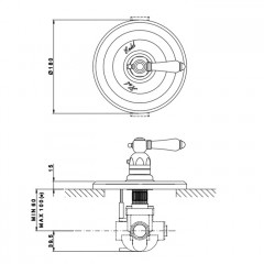 Nicolazzi Внешняя часть термостатического смесителя 3/4" Без запорного вентиля, с ручкой белая Petit M. Blanc , цвет: бронза
