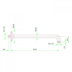 Nicolazzi Flag Кронштейн для верхнего душа 450мм, цвет хром