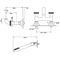 Nicolazzi Arena Смеситель для ванны с душем duplex настенный на 2 отверстия, излив: 168 мм цвет: хром