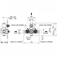 Nicolazzi Termostatico Встраиваемая часть термостата 3/4" с запорным вентилем