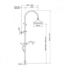 NICOLAZZI DOCCIA Душевая стойка с верхним душем 200 мм., переключателем, ручным душем и шлангом, цвет бронза