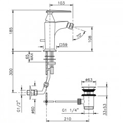 Nicolazzi Vincent Смеситель для биде на 1 отверстие, с донным клапаном, цвет: English Gold