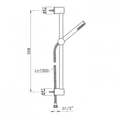 NICOLAZZI Душевой гарнитур с штангой 558 мм., ручным душем и шлангом 1500 мм., цвет ХРОМ