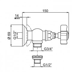 Nicolazzi Dames Anglaises Запорный вентиль для стиральной машины 3/4, цвет: хром