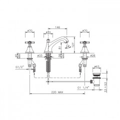 Nicolazzi Teide Foure Смеситель для раковины с автоматическим изливом на 3 отверствия, цвет: хром
