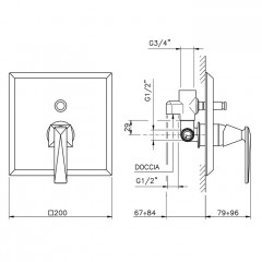 Nicolazzi Vincent Смеситель для ванны на 1 отверстие, встраиваемый, с перекл. для душа (внешняя часть), цвет:ХРОМ
