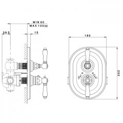 Nicolazzi Termostatico Внешняя часть встраиваемого смесителя, 3/4" с запорным вентилем, цвет: бронза